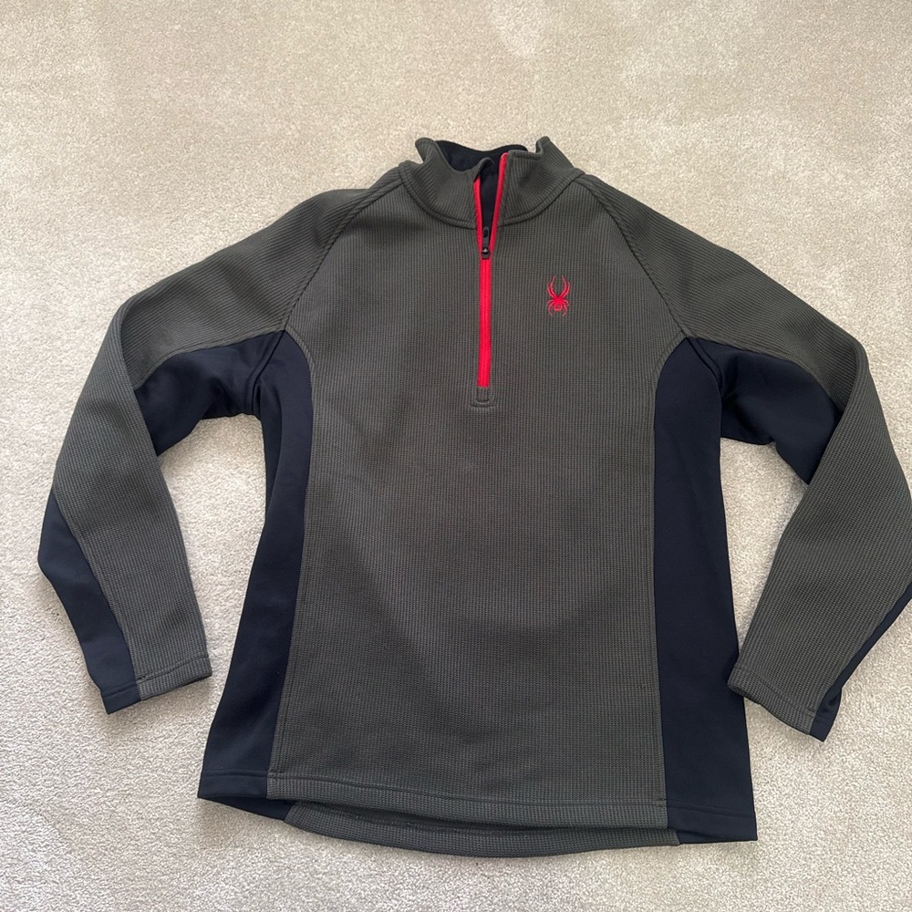 Spyder Men's Charcoal and Black Zip-Up Sweater